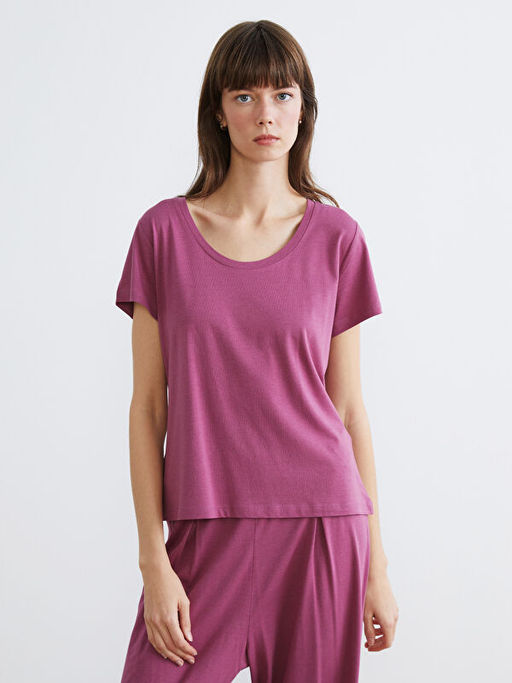 U Yaka Modal Kar???ml? Kad?n Pijama Tak?m?