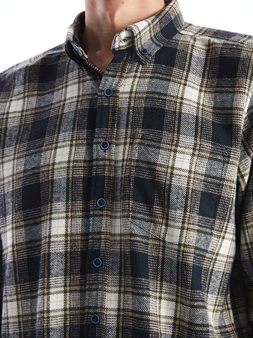 Regular Fit Uzun Kollu Ekose Gabardin Erkek G?mlek