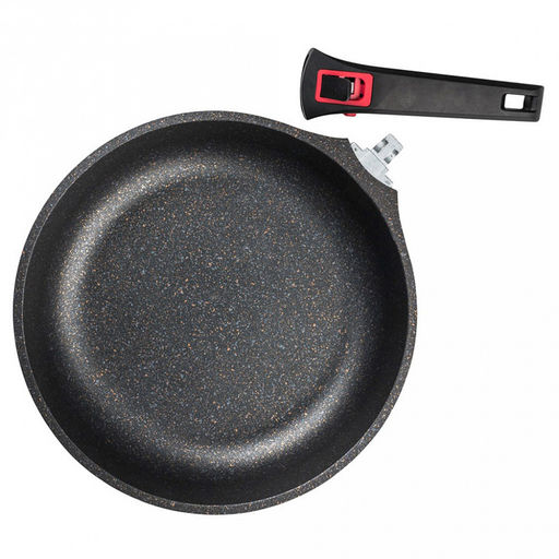 Сковорода с антипригарным покрытием д28см "Минерал", h6см, s2мм, дно д20,3см, s4,8мм, литой алюминий, съемная бакелитовая ручка, "TalleR" (Китай) Подходит для всех видов плит, включая индукционную.