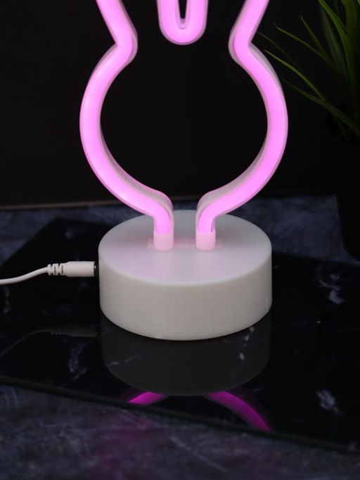 Неоновый LED ночник настольный "Bunny", розовое свечение (20,5х22 см)