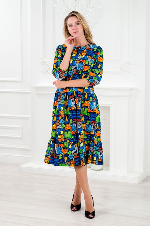 Платье женское из кулирки Амина яркие буквы - Амадэль фото 3