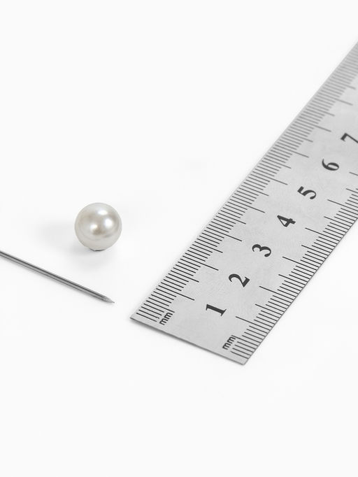 Основа Брошь-игла с бусиной d=1 см (набор 5 шт.), L=5 см, площадка 1.5 см, цвет серебро