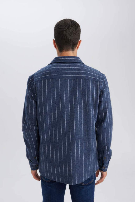 Рубашка в полоску с длинным рукавом и воротником-поло обычного кроя Lumberjack - Defacto фото 6