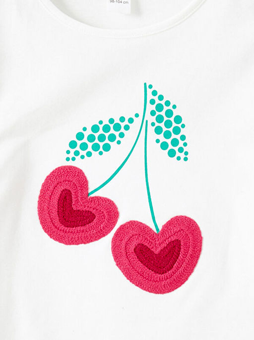 Bisiklet Yaka Bask?l? K?z ?ocuk Ti??rt