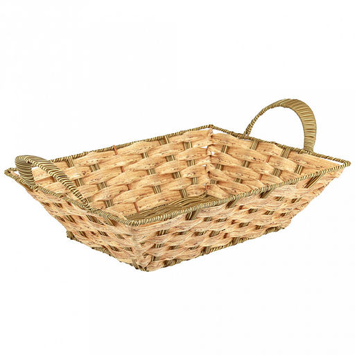 Корзина-сухарница плетеная Береста 28,5х23см h7,5см, полипропилен, ванильный, с ручками, металлический каркас, форма прямоугольная (Китай)