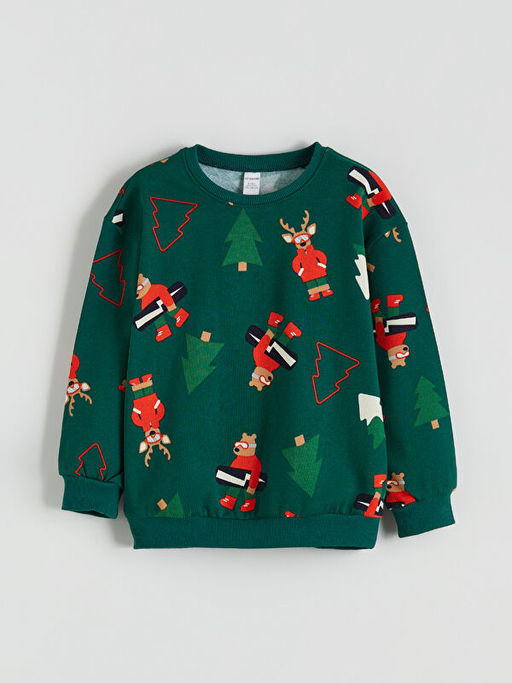 Y?lba?? Temal? Erkek ?ocuk Kal?n Sweatshirt