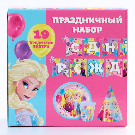 Набор одноразовой посуды, на 6 персон «С днем рождения!», Холодное сердце