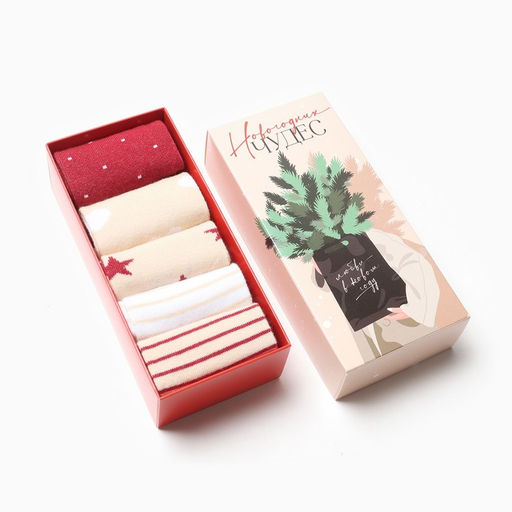 Носки женские новогодние KAFTAN «Новогодних чудес» размер 36-39 (23-25 см), набор 5 пар