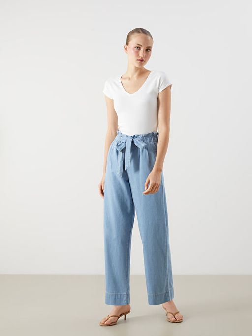 Beli Lastikli Straight Fit Kad?n Jean Pantolon