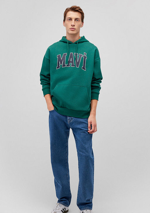 Mavi Logo Bask?l? Kapusonlu Yesil Sweatshirt  фото 2
