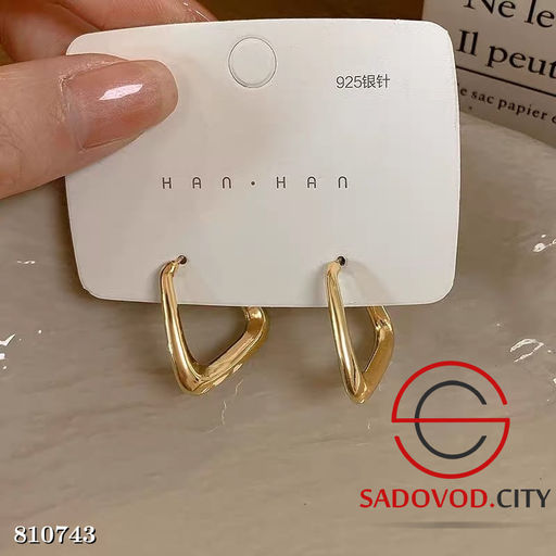 Геометрические глянцевые модные и элегантные серьги-кольца. - Bruno фото 3