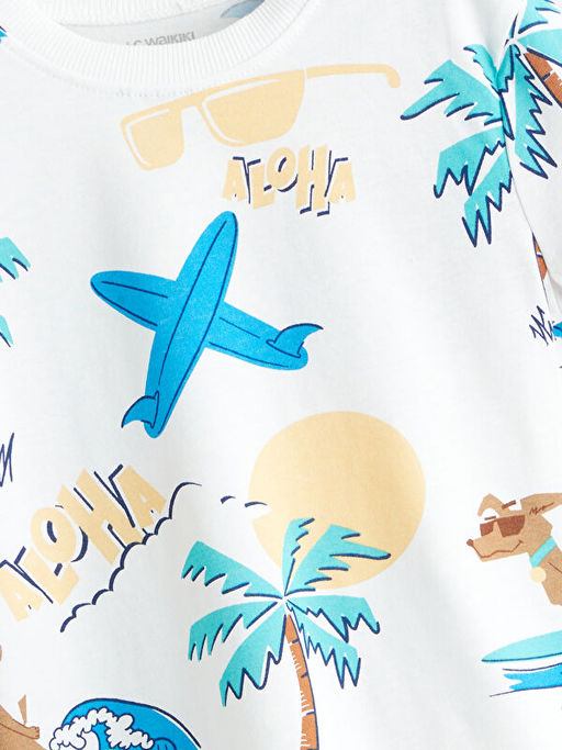 Bisiklet Yaka Bask?l? Erkek ?ocuk Ti??rt