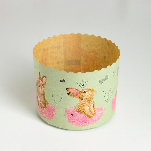 Цена за 20 шт. Форма бумажная для кулича «Зайчики», 110×85 мм, МИКС