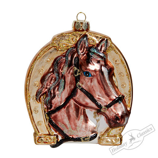 Подкова с лошадью "На счастье" (стекло) 10х4,5х11,5 см