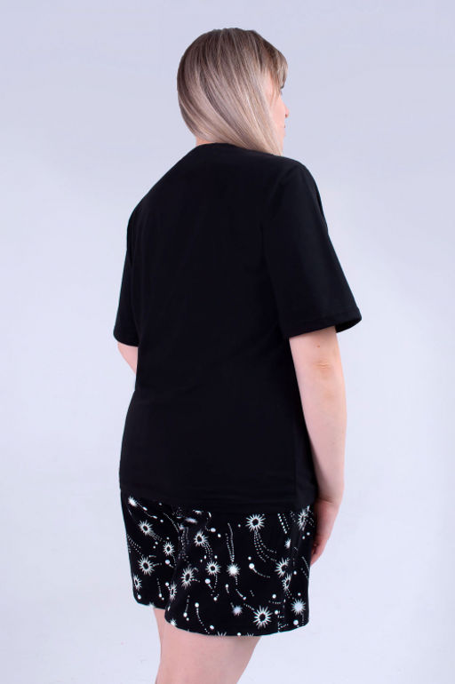 Арт. 9152 Пижама с шортами 52-58 (4 шт) Цвет:верх-черный,белый,низ-черный,белый - Калинка фото 3