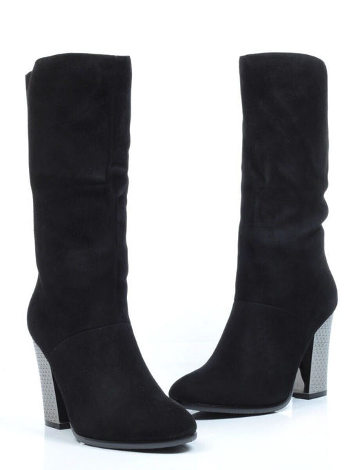 YF189-011M BLACK Полусапоги зимние женские (натуральная замша, натуральный мех (еврозима))