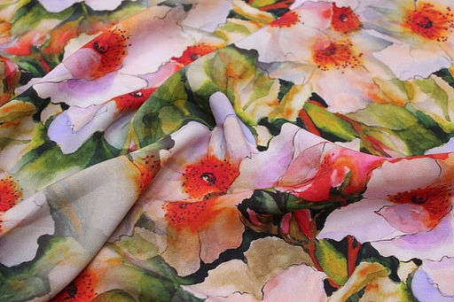 Штапель Премиум (Digital) Урсула цв.красный, ш.1.45м, вискоза-100%, 100гр/м.кв - Купава фото 5