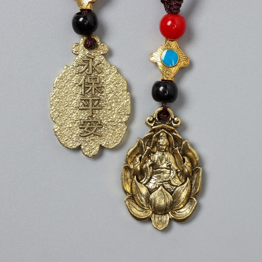 Брелок для ключей на кольце Нэцкэ. Хотей в лотосе, металл, 5 монет, набор 2 шт., h=7.5 см - Simaland фото 2