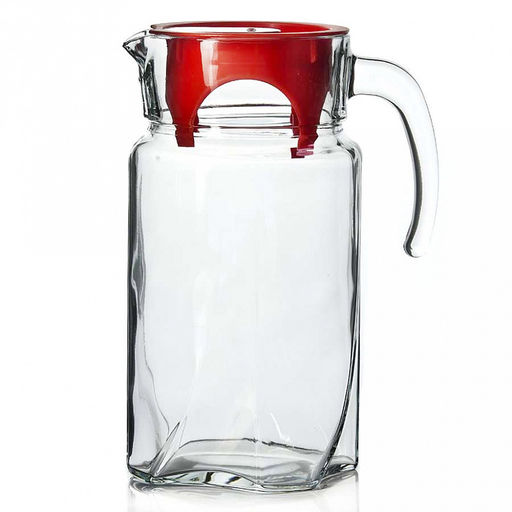 "Луна (Luna)" Кувшин стеклянный 1,75л, д11см, h23,5см, красная пластмассовая крышка, Pasabahce (Россия)