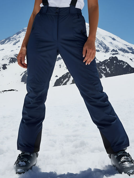 Полукомбинезон утепленный женский зимний горнолыжный темно-синего цвета 1333TS - Chunmai фото 21