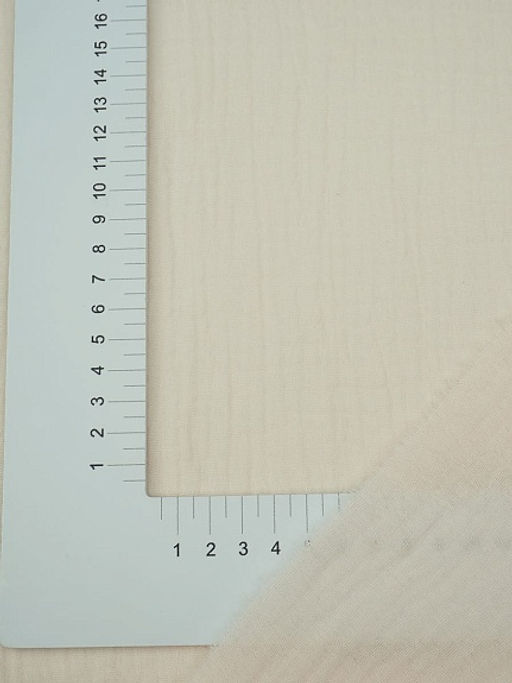 Муслин двухслойный с эффектом жатости цв.Ванильно-персиковый, ш.1.4м, хлопок-100%, 110гр/м.кв - Купава фото 4