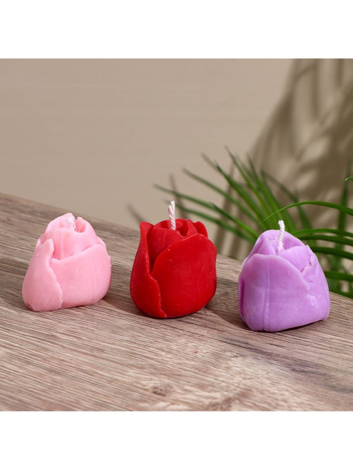 Цена за 2 шт. Свеча "Тюльпан" 4х4х4 см, соевый воск