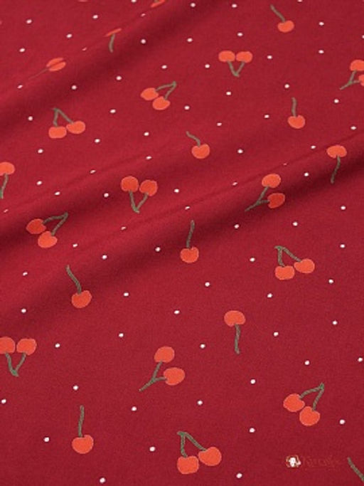 Штапель Премиум Маленькие вишенки с точками на малиновом, ш.1.43м, вискоза-100%, 120гр/м.кв - Купава фото 5