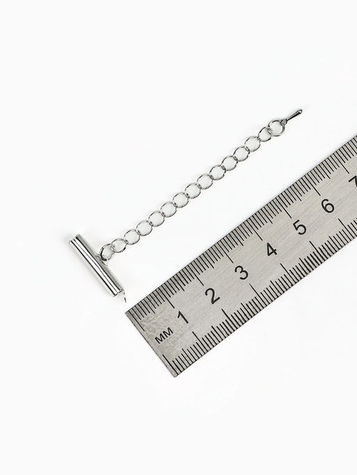 Цена за 2 шт. Концевик для браслета из бисера (пара) 20 мм, с цепочкой удлинителем, цвет серебро