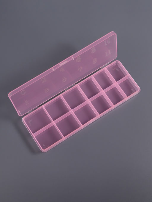 Цена за 2 шт. Органайзер для хранения мелочей, 12 секций, размер 18.4×6.7×2 см, прозрачный, розовый