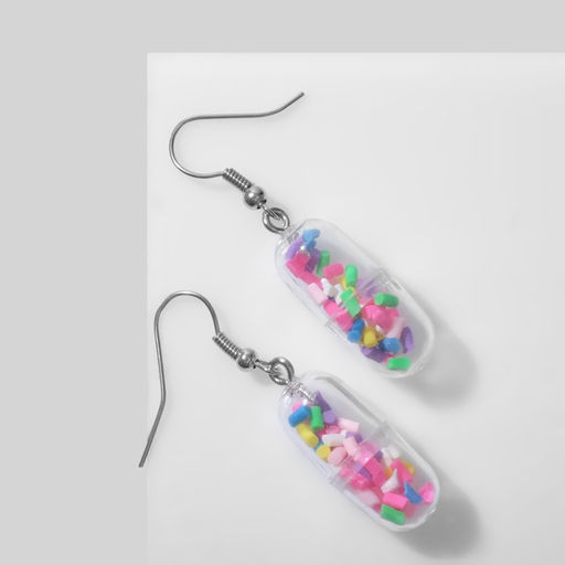 Серьги Капсулы, разноцветные в серебре - Queen fair фото 2