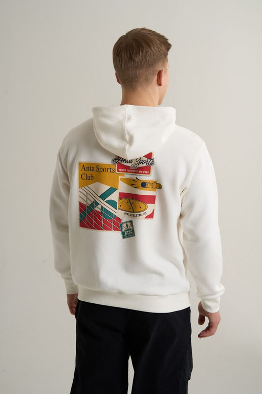 Худи Серо-белый ANTA SPORTS CLUB Sweat Hoodie фото 4