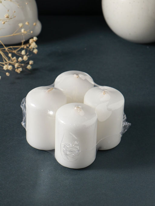 Набор: свеча - цилиндр 4×6 см, 70 г, 4 шт., белый