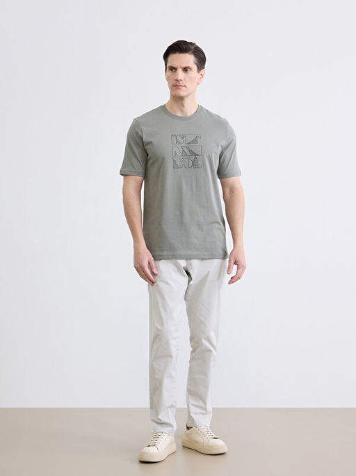 Bisiklet Yaka ?stanbul Bask?l? Erkek Ti??rt