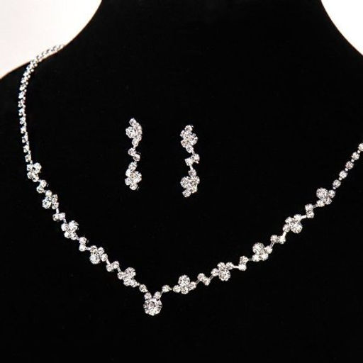 Колье со стразами и серьги гвоздики 2,5 см / 6632 /уп 12/серебро - Галеонтрейд фото 2