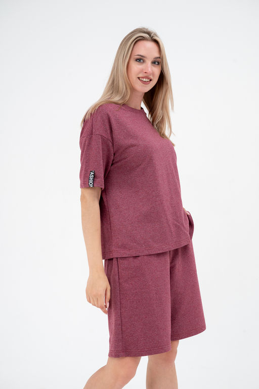 Костюм из футера унисекс бордо-меланж - Амадэль фото 31