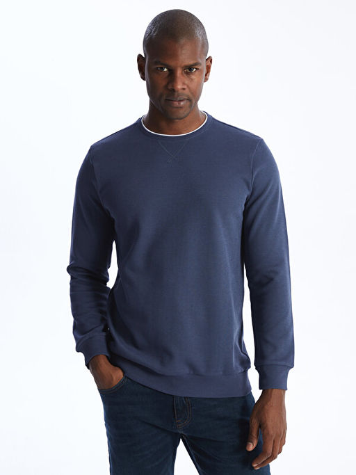 Bisiklet Yaka Uzun Kollu Erkek Sweatshirt