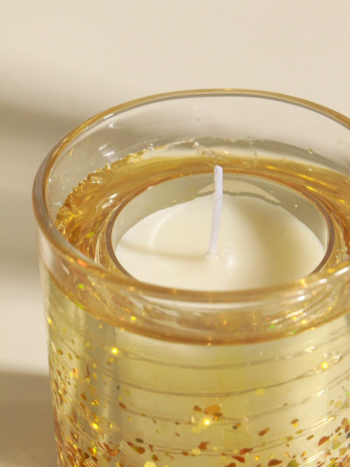 Свеча в стакане с LED-подсветкой Золотые звёздочки, 8?8?9 см