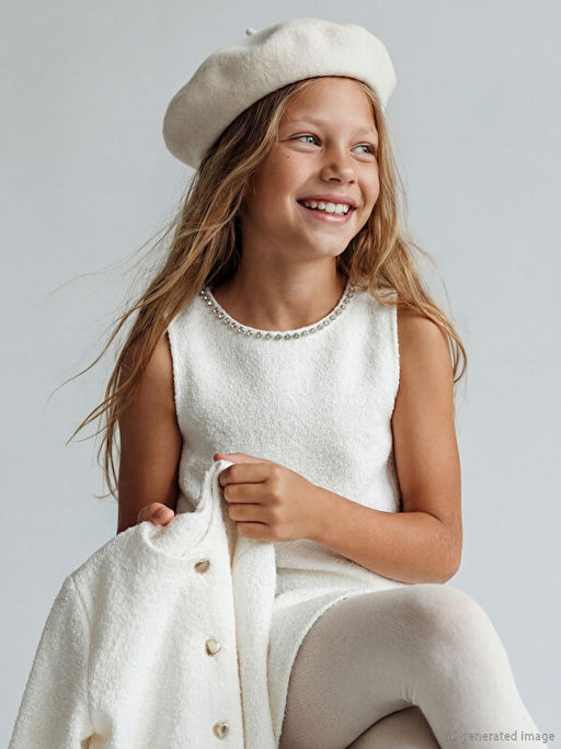 Bisiklet Yaka Ta?l? K?z ?ocuk T?vit Elbise