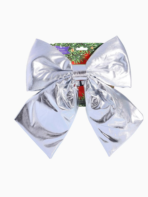 Ёлочная игрушка «Зимнее волшебство. Бант лоск» пластик, 24×26 см, серебро