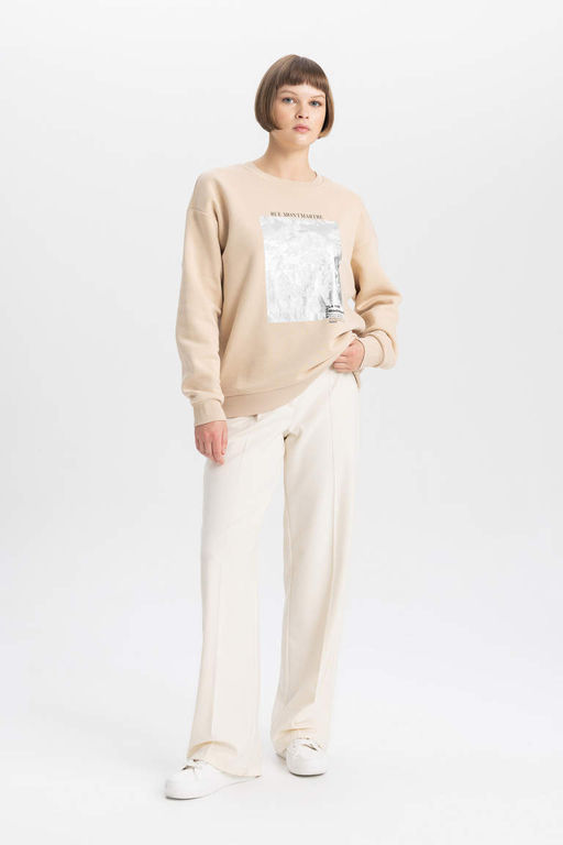 Толстый свитшот Relax Fit с круглым вырезом - Defacto фото 2