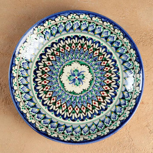 Ляган узбекский Риштанская Керамика «Узоры», d=25 см, синий