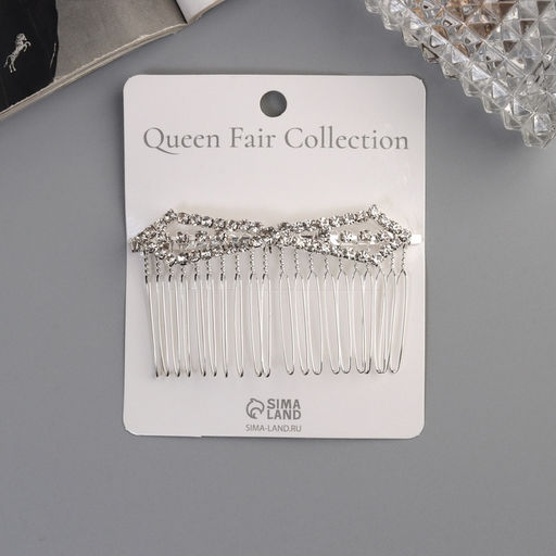 Цена за 2 шт. Гребень для волос QF «Медея», бант углы, 8×4 см, серебро