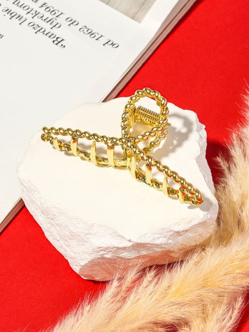 Цена за 2 шт. Крабик для волос «Валери», плетёная петелька, 7.5 см, золото