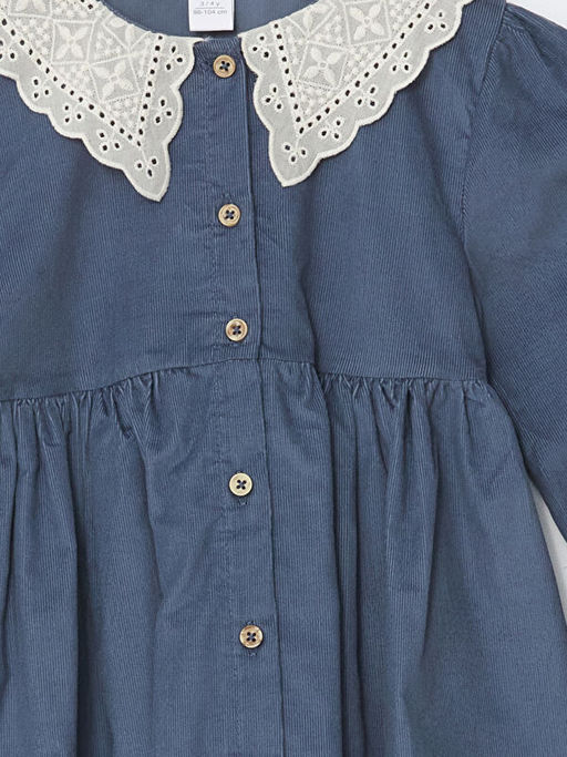 Bebe Yaka K?z Bebek Kadife Elbise - Waikiki фото 2