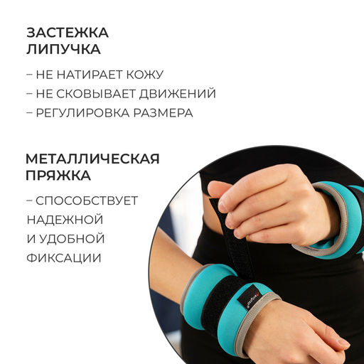 Утяжелители неопреновые ONLYTOP, 2 шт. × 0.25 кг, цвет мятный