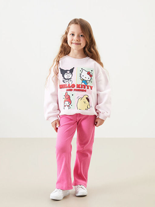 Bisiklet Yaka Hello Kitty Bask?l? K?z ?ocuk Sweatshirt