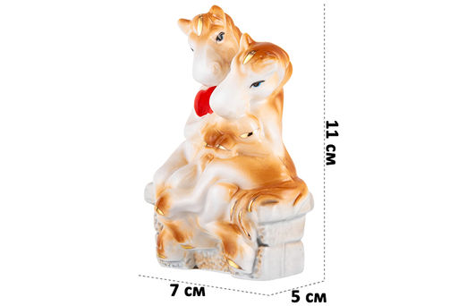 Фигурка декоративная 7*5*11 см Лошади-влюбленная пара коричневая с золотом, фарфор - Elan gallery фото 2