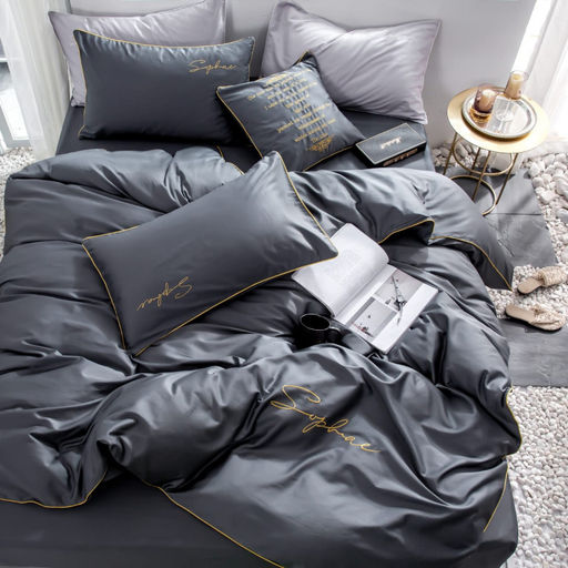 КПБ Mency однотонный с вышивкой MENO002 Семейный