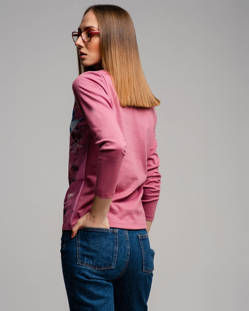 Лонгслив с авторским принтом хлопок с лайкрой - Elena sorti фото 2