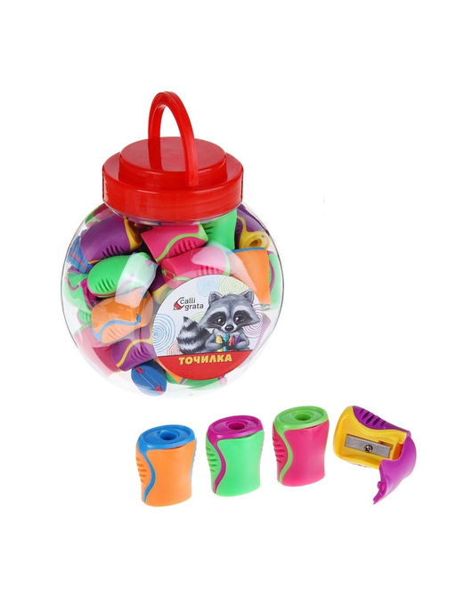 Цена за 48 шт. Точилка для карандашей Calligrata Классика, с контейнером, МИКС  фото 3